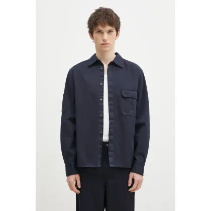 Zdjęcie FILA+ koszula bawełniana Utility kolor granatowy relaxed z kołnierzykiem klasycznym 42FW24SR01530C802