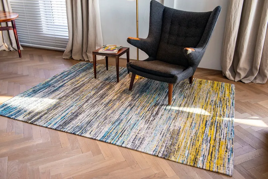 picture 4 Luxurious yellow-blue striped rug - BLUE YELLOW MIX 8873