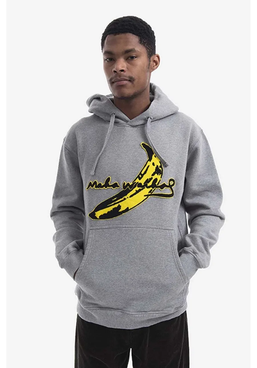 obrazek 1 Maharishi bluza bawełniana Chanile Banana x Warhol męska kolor szary z kapturem z aplikacją 9644.MARL-MARL