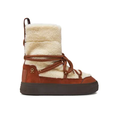 Zdjęcie Tommy Hilfiger Śniegowce Lace-Up Faux Shearling Snowboot FW0FW08252 Beżowy