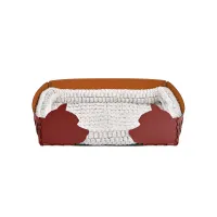 Zdjęcie Piękne bordowe legowisko dla psa 60x42xH15 cm zdobione motywem psich głów