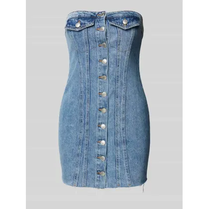 Zdjęcie Sukienka jeansowa z kieszeniami na piersi model ‘JASMINE’