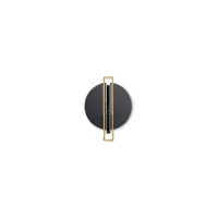 Picture A unique bathroom mirror in the form of a shield made of polished brass and marble