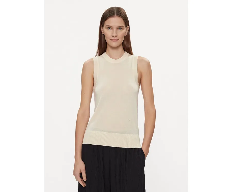 obrazek 1 Tommy Hilfiger Sweter Md Lyocell Silk Blend Vest WW0WW40980 Żółty Regular Fit