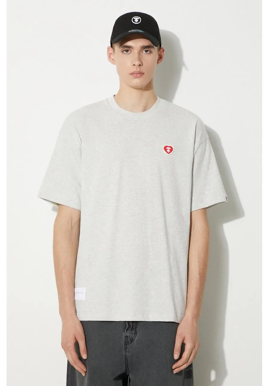 obrazek 1 AAPE t-shirt bawełniany Heart Tee męski kolor szary melanżowy AAPTEM1417XAM