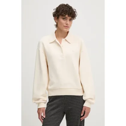 Zdjęcie Lacoste bluza bawełniana damska kolor beżowy gładka SF2641