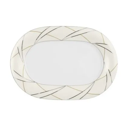 Zdjęcie Duży nowoczesny owalny porcelanowy półmisek z pięknym zdobieniem – Tettau