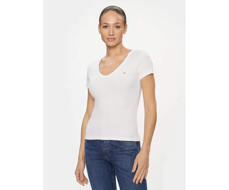obrazek 1 Tommy Jeans T-Shirt Essential DW0DW17385 Biały Slim Fit