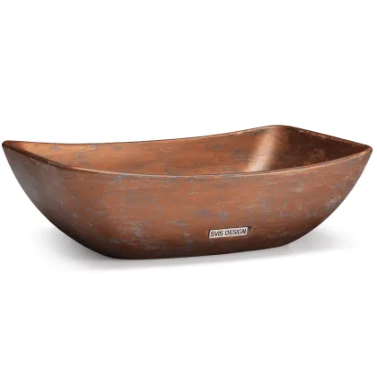 Zdjęcie Oszałamiająca umywalka 50 cm VIRGO BASIC – AGED METAL, miedziany i niebiesko-szary, lakier matowy