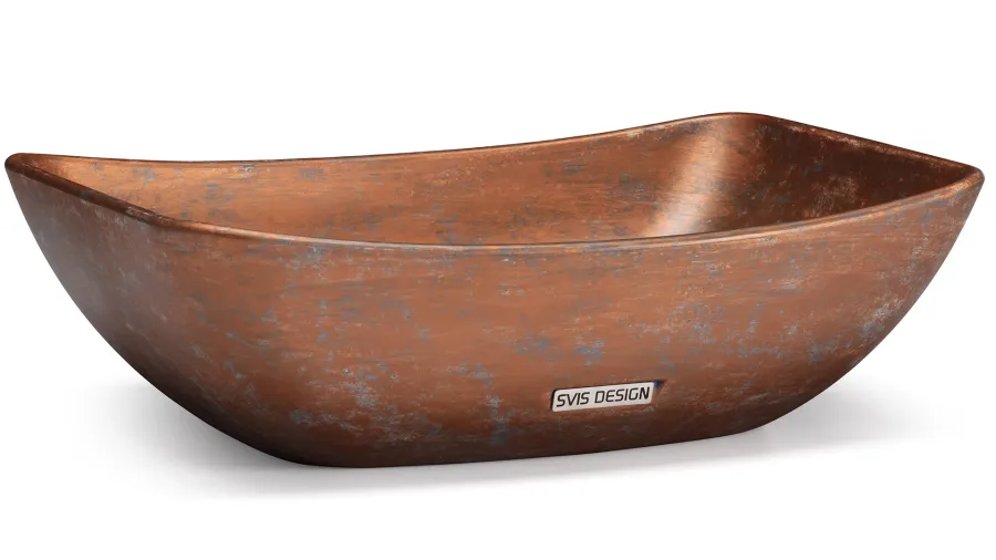 obrazek 1 Oszałamiająca umywalka 50 cm VIRGO BASIC – AGED METAL, miedziany i niebiesko-szary, lakier matowy