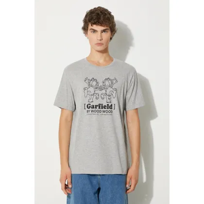 Zdjęcie Wood Wood t-shirt bawełniany Ace x Garfield kolor szary z nadrukiem 30045701.2222-GREYMEL