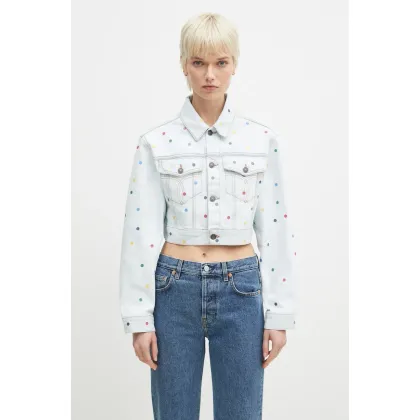 Zdjęcie Fiorucci kurtka jeansowa bawełniana Confetti Dot Cropped Denim kolor niebieski przejściowa W02SPDJA308DN03DN08
