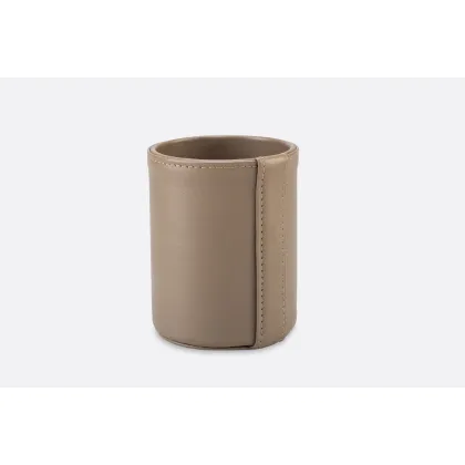 Picture Elite leather pen holder in dark beige - for the office