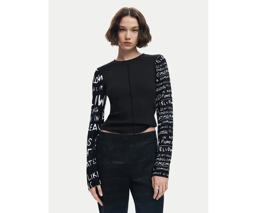 obrazek 1 Desigual Bluzka Rebe 24WWTK78 Czarny Slim Fit