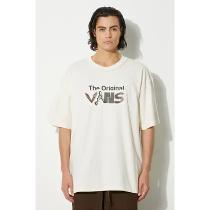 Zdjęcie Vans t-shirt bawełniany Premium Classics LX Vans Clash męski kolor beżowy z nadrukiem VN000HQ73KS1