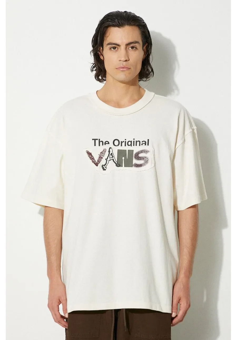 obrazek 1 Vans t-shirt bawełniany Premium Classics LX Vans Clash męski kolor beżowy z nadrukiem VN000HQ73KS1