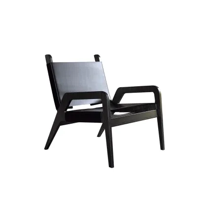 Zdjęcie Heban, czarna skóra - minimalistyczny fotel OSLO - Collecion Alexandra