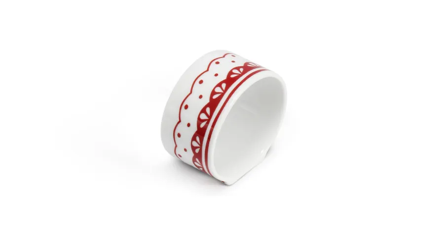 obrazek 1 Oryginalny pierścień na serwetki z porcelany z czerwonym zdobieniem - Leander