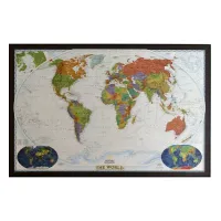 Zdjęcie Elegancka mapa ścienna w ramie na podkładzie do wpinania znaczników 1:18 384 000 - National Geographic