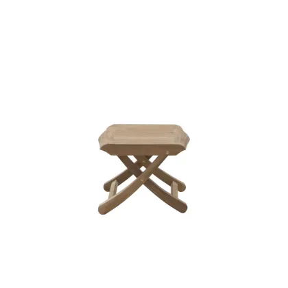 Zdjęcie Stylowy mały stołek Kaki wykonany z naturalnego drewna tekowego