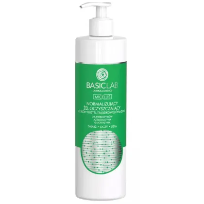 Zdjęcie BasicLab Normalizujący żel oczyszczający do skóry tłustej, trądzikowej, wrażliwej 300 ml Basiclab Dermocosmetics