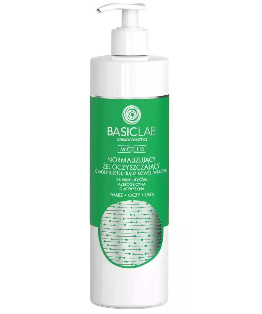 obrazek 1 BasicLab Normalizujący żel oczyszczający do skóry tłustej, trądzikowej, wrażliwej 300 ml Basiclab Dermocosmetics