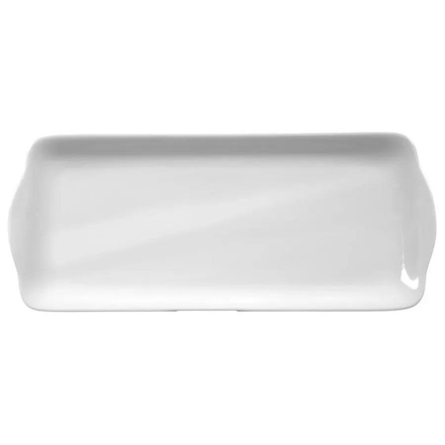 obrazek 1 Biały porcelanowy prostokątny talerz do ciasta 34,5x14,5 cm z Niemiec - Seltmann Weiden
