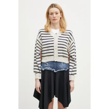 Zdjęcie MM6 Maison Margiela kardigan bawełniany damski kolor beżowy lekki S52HP0025