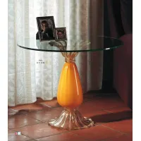 Picture Honey-gold Murano glass coffee table with antique gold and crystal base – Il Paralume Marina