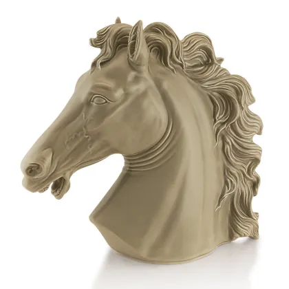 Picture Ceramic large gray horse head statuette - Ahura