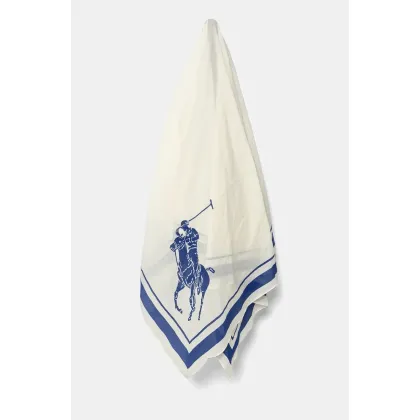 Zdjęcie Polo Ralph Lauren chusta bawełniana damska kolor beżowy wzorzysta 455938482