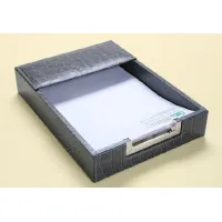 Picture Gray leather container for A4 documents as an additional office accessory