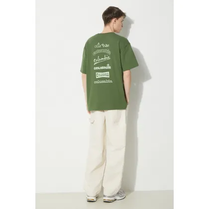 Zdjęcie Columbia t-shirt Burnt Lake męski kolor zielony z nadrukiem 2071711