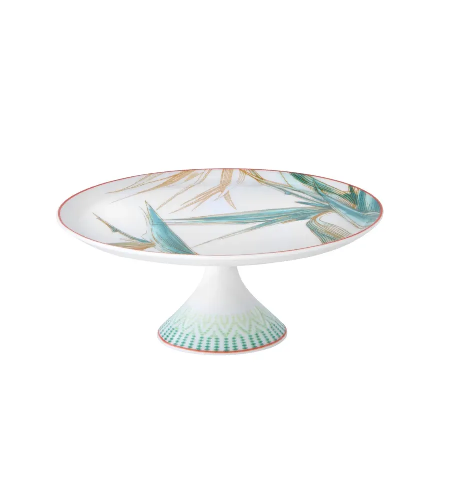 obrazek 1 Porcelanowa patera na ciasto na nóżce Fiji z ozdobnym motywem roślinnym - Vista Alegre