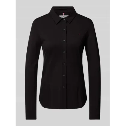 Zdjęcie Bluzka koszulowa o kroju slim fit z wyhaftowanym logo