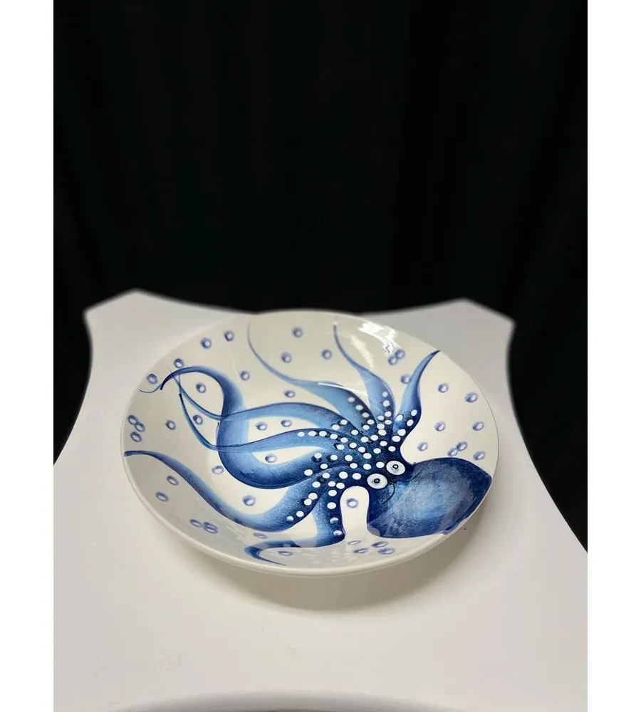obrazek 2 Mała ceramiczna ręcznie malowana miska na makaron z motywem ośmiornicy - Le Ceramiche