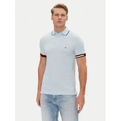 Zdjęcie Tommy Hilfiger Polo Flag Cuff MW0MW38458 Błękitny Slim Fit