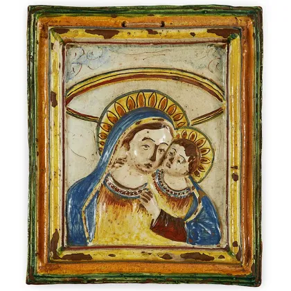 Zdjęcie Madonna z Dzieciątkiem w emaliowanej terakocie z XVII wieku