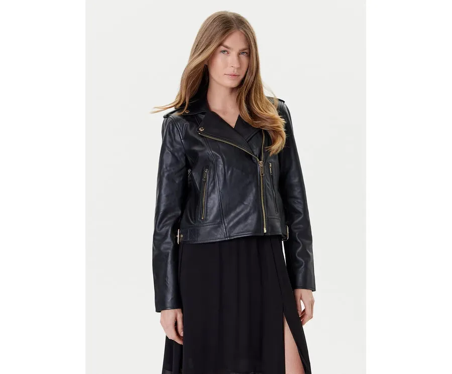 obrazek 1 MICHAEL Michael Kors Kurtka skórzana MT520IE8RK Czarny Regular Fit