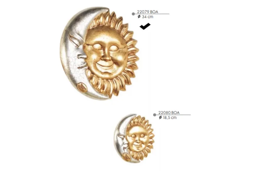 obrazek 1 Wyjątkowa dekoracja - złote słońce i srebrny księżyc 34cm - Valle d'oro Patchi