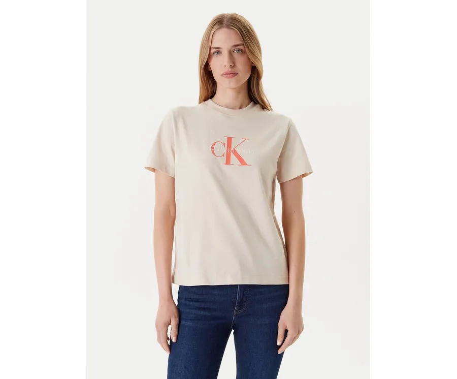 obrazek 1 Calvin Klein Jeans T-Shirt Hero Classic LV047B865G Beżowy Regular Fit