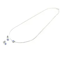 Picture Italian necklace with diamonds and sapphires with small star earrings