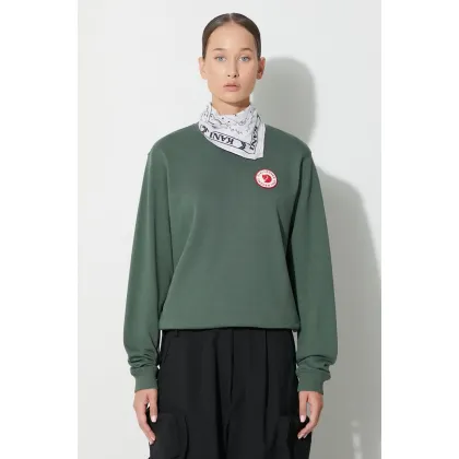 Zdjęcie Fjallraven bluza bawełniana 1960 Logo Badge Sweater damska kolor zielony z aplikacją F87230