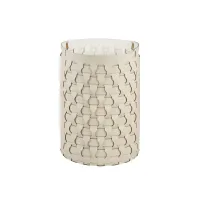 Picture Dubai woven leather basket in vanilla color