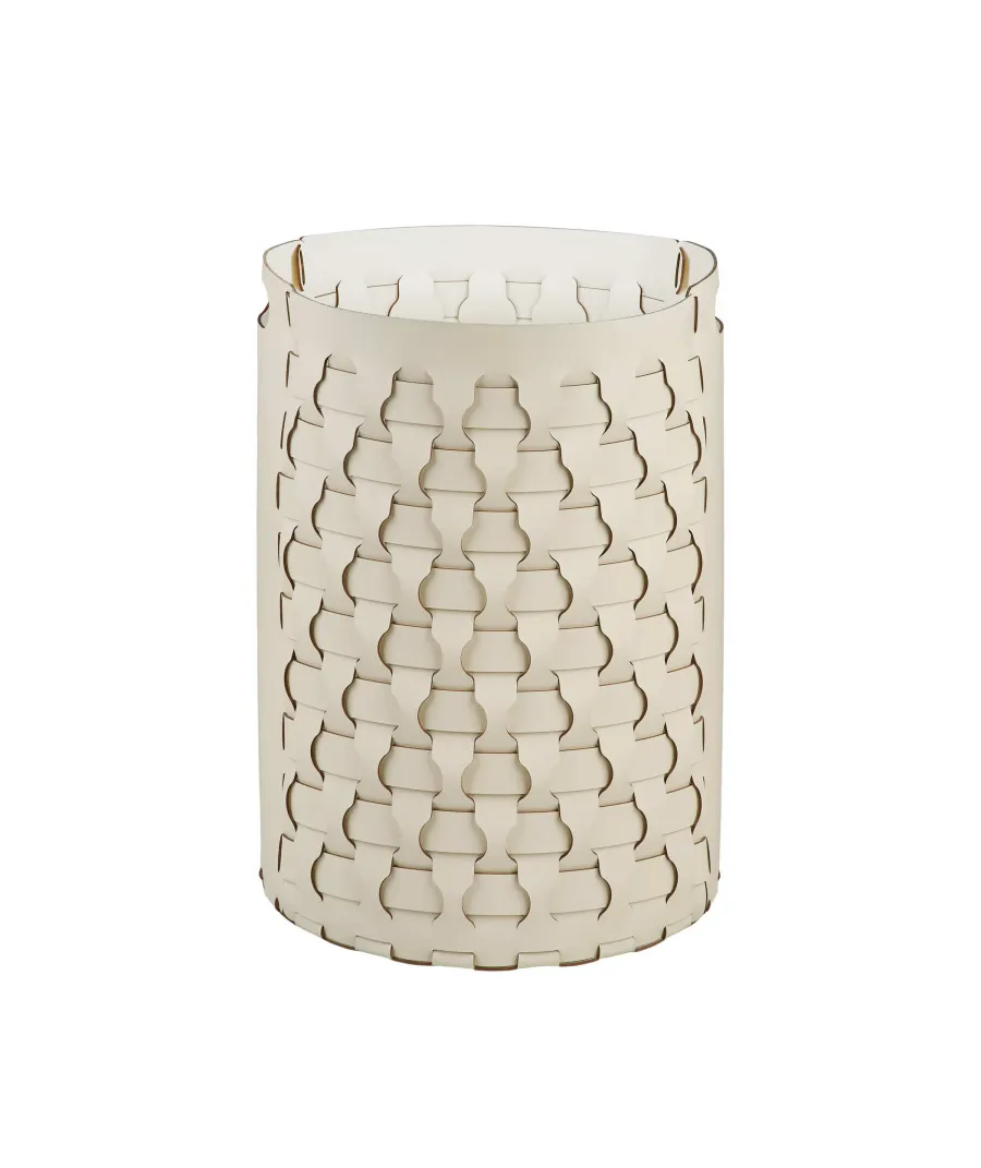 obrazek 1 Pleciony skórzany kosz Dubai w kolorze waniliowym