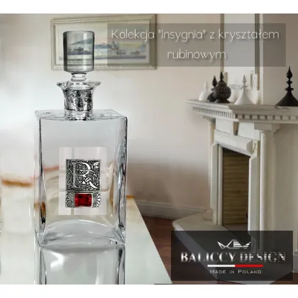 Zdjęcie Karafka do whisky inicjały z kryształem rubinowym