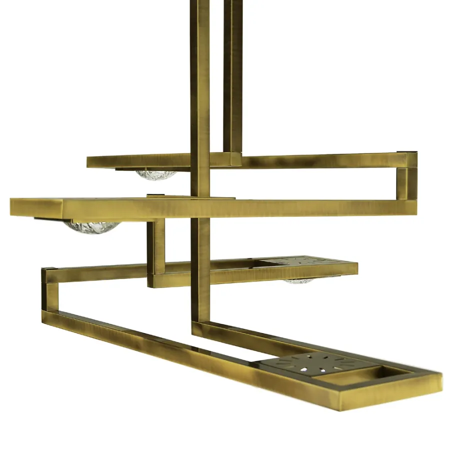 obrazek 3 Prostokątna mosiężna lampa wisząca H.79xL.110xP.85 cm