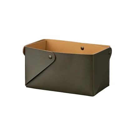 Zdjęcie Skórzany pojemnik Miu 7x14xH8 cm w wyjątkowym kolorze oliwki