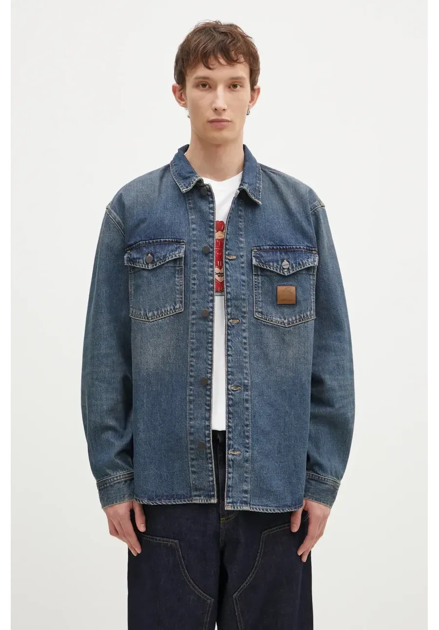 obrazek 1 Carhartt WIP kurtka jeansowa Lincoln męska kolor niebieski przejściowa oversize I034735.014Q