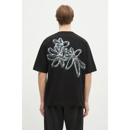 Zdjęcie Filling Pieces t-shirt bawełniany Chrome Flower męski kolor czarny z nadrukiem 74499821861